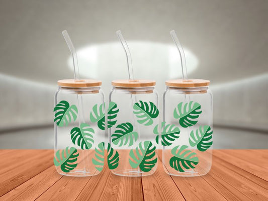 Verre 16 onz Feuille Monstera